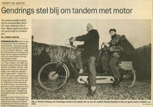 Van Raam angepasste Fahrräder in De Gelderlander 2002 Kunden Erfahrung