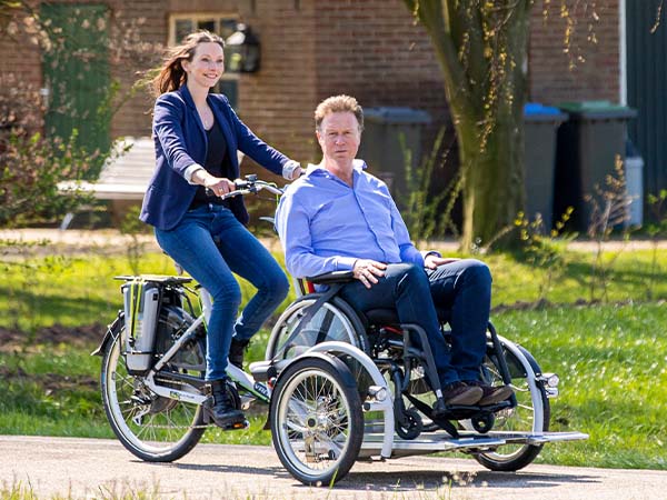 Gears on adapted Van Raam bicycles VeloPlus wheelchair bike