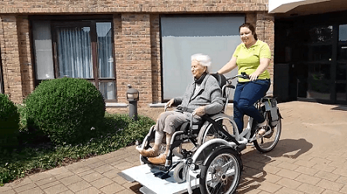 VeloPlus wheelchair bicycle at care center in Belgium