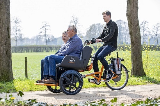 Van Raam rickshaw transport bike for Cycling Without Age - cycling in nature