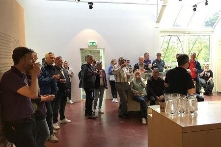 Beer tasting in the brewery in the Dutch Open Air Museum.