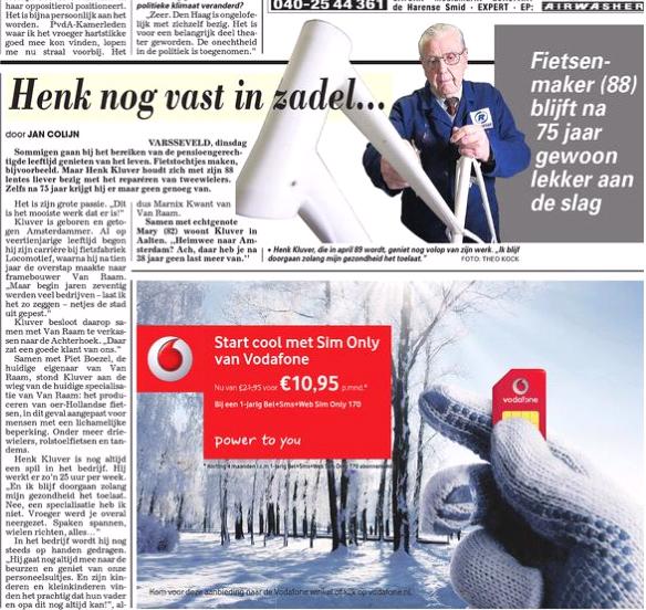 Henk Kluver (89) 66 jaar bij Van Raam