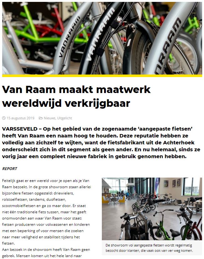 Artikel Van Raam angepasste Fahrräder Weltweit Verfügbar