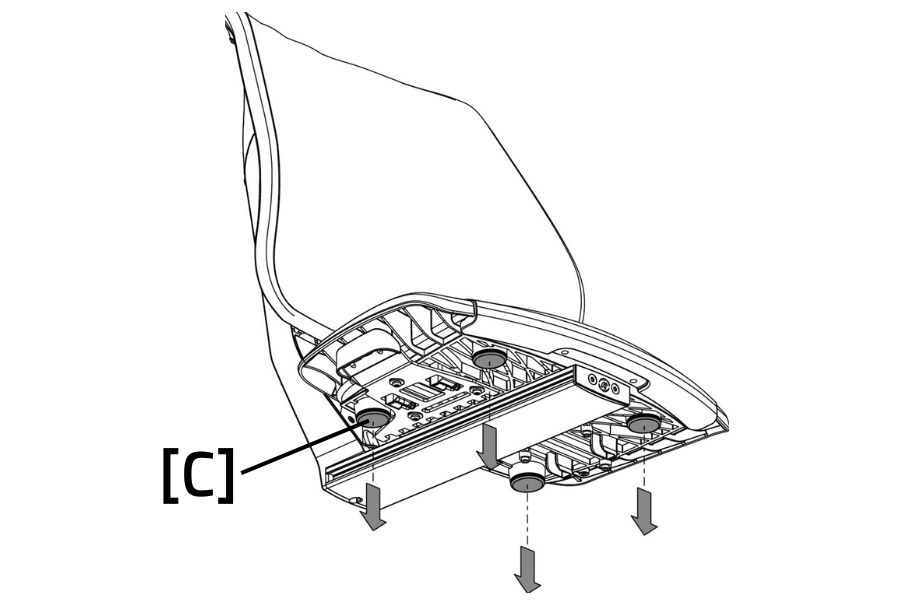 How to adjust the seat of the Van Raam Easy Rider Compact tricycle - seat depth - press the snap caps