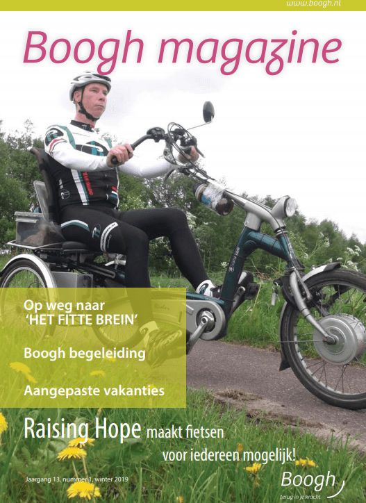 Diederik met Easy Rider op cover van magazine voor hersenletel