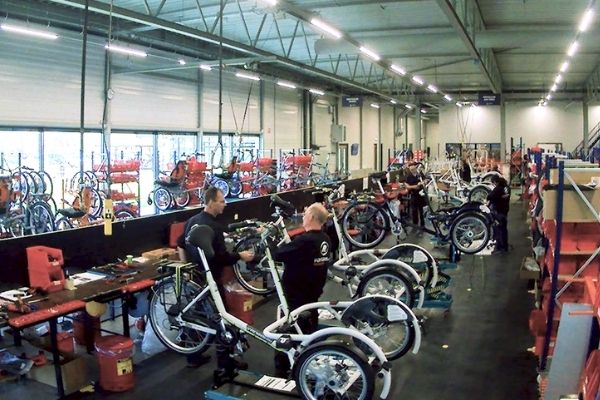 Van Raam VeloPlus wheelchair bike assembly line