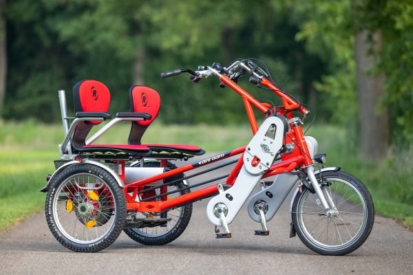 Unterschied zwischen Van Raam Doppelfahrrad und Tandem mit verstärktem Rahmen