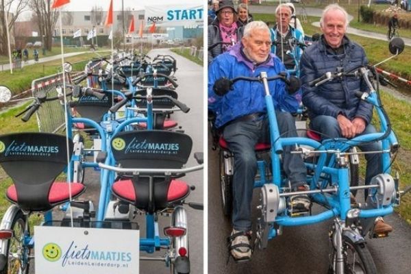 Joop Zoetemelk freiwilliger Fahrradpartner auf dem Van Raam Fun2Go duo Fahrrad