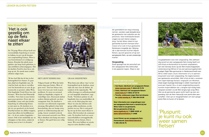Van Raam aangepaste fietsen in magazine seniorenorganisatie KBO-PCOB