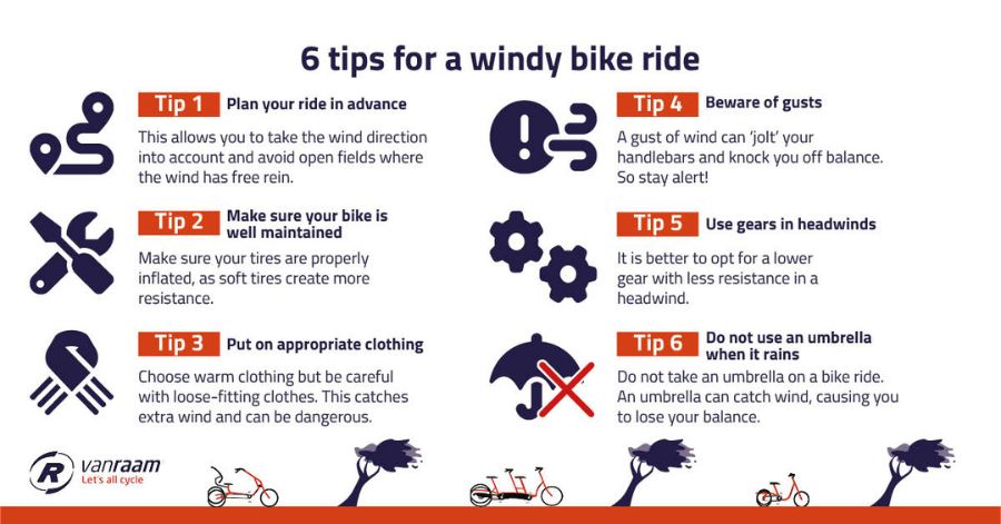 6 tips for a windy bike ride infographic