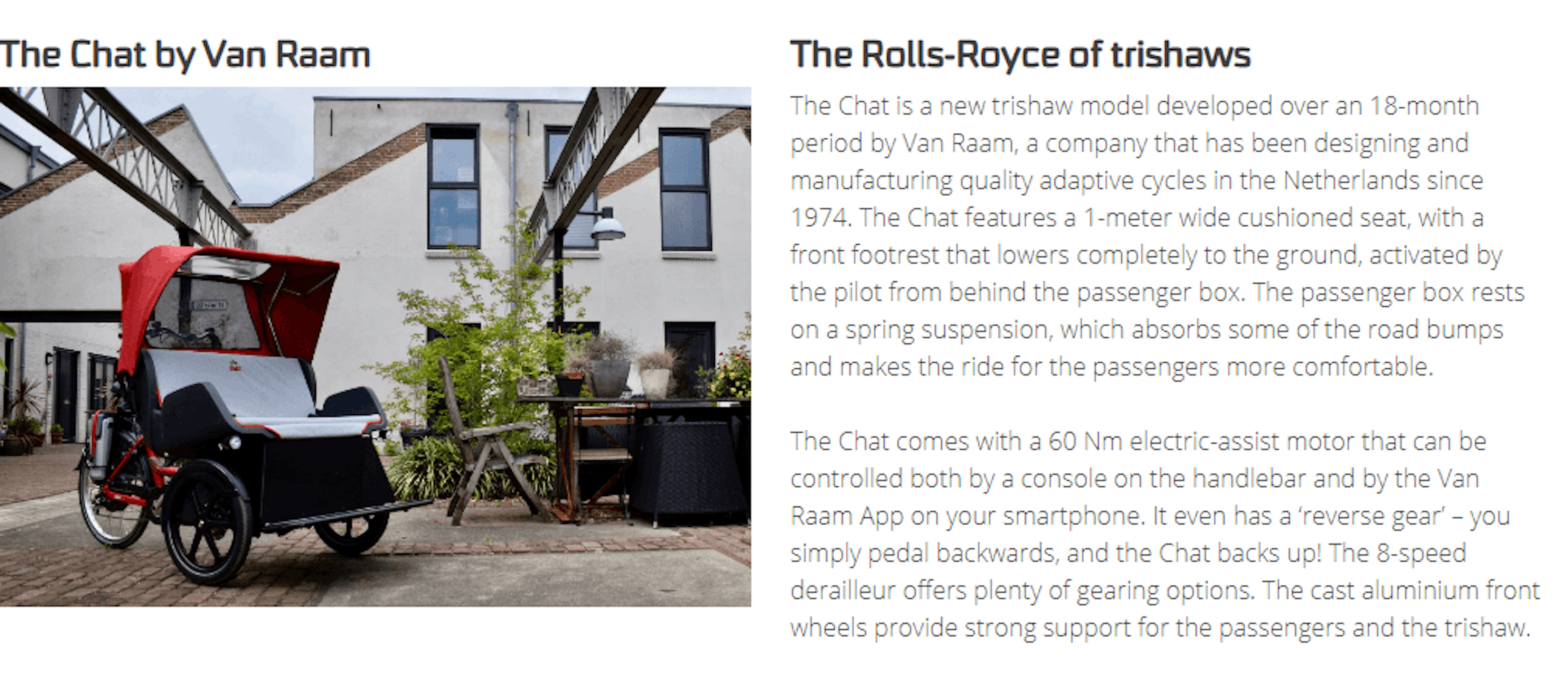 De Chat is de Rolls-Royce van de riksja fietsen bij CWA