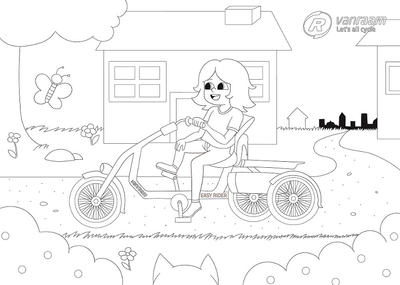 Van Raam colouring page Easy Rider tricycle
