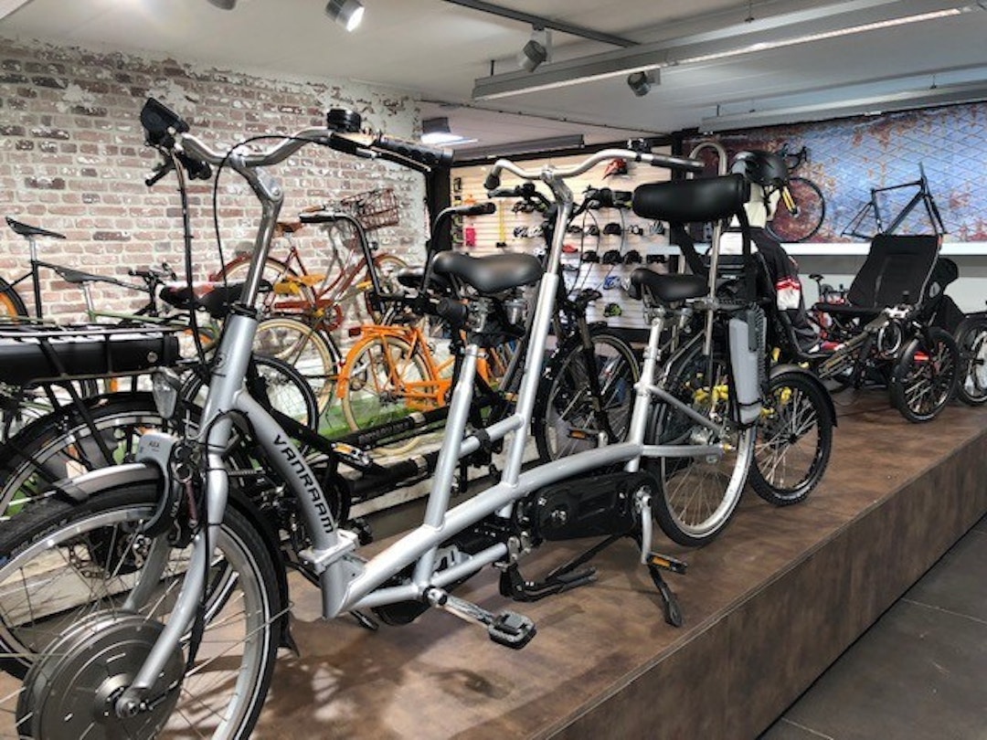 Twinny tandem van Van Raam bij Wieleke rijwielzaak in Belgie
