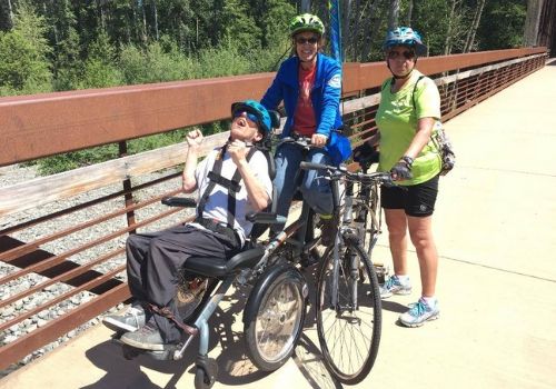 Sequim wheelers with Van Raam OPair wheelchair bike