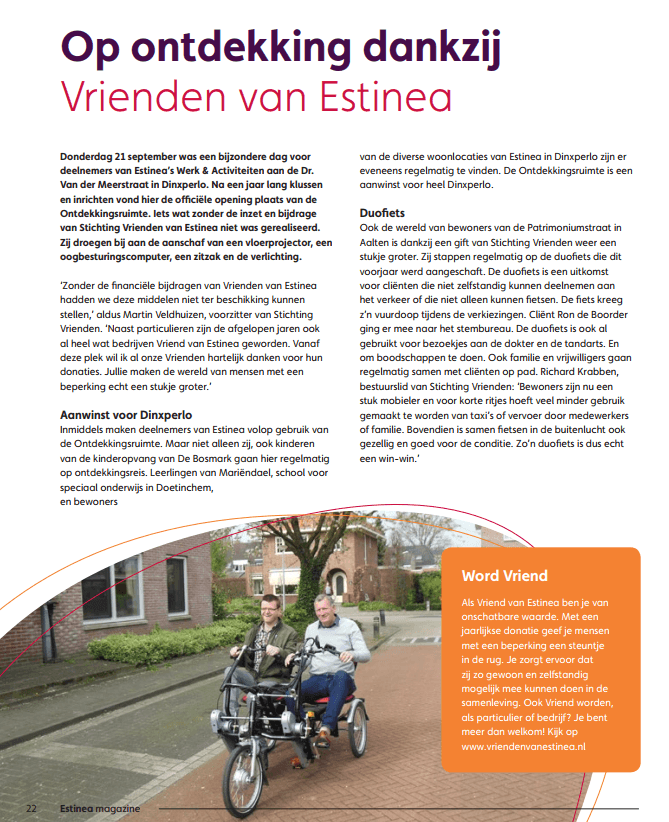 Op Ontdekking dankzij Vrienden van Estinea