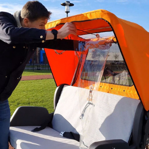 Video mount chat rickshaw bike with  protection screen