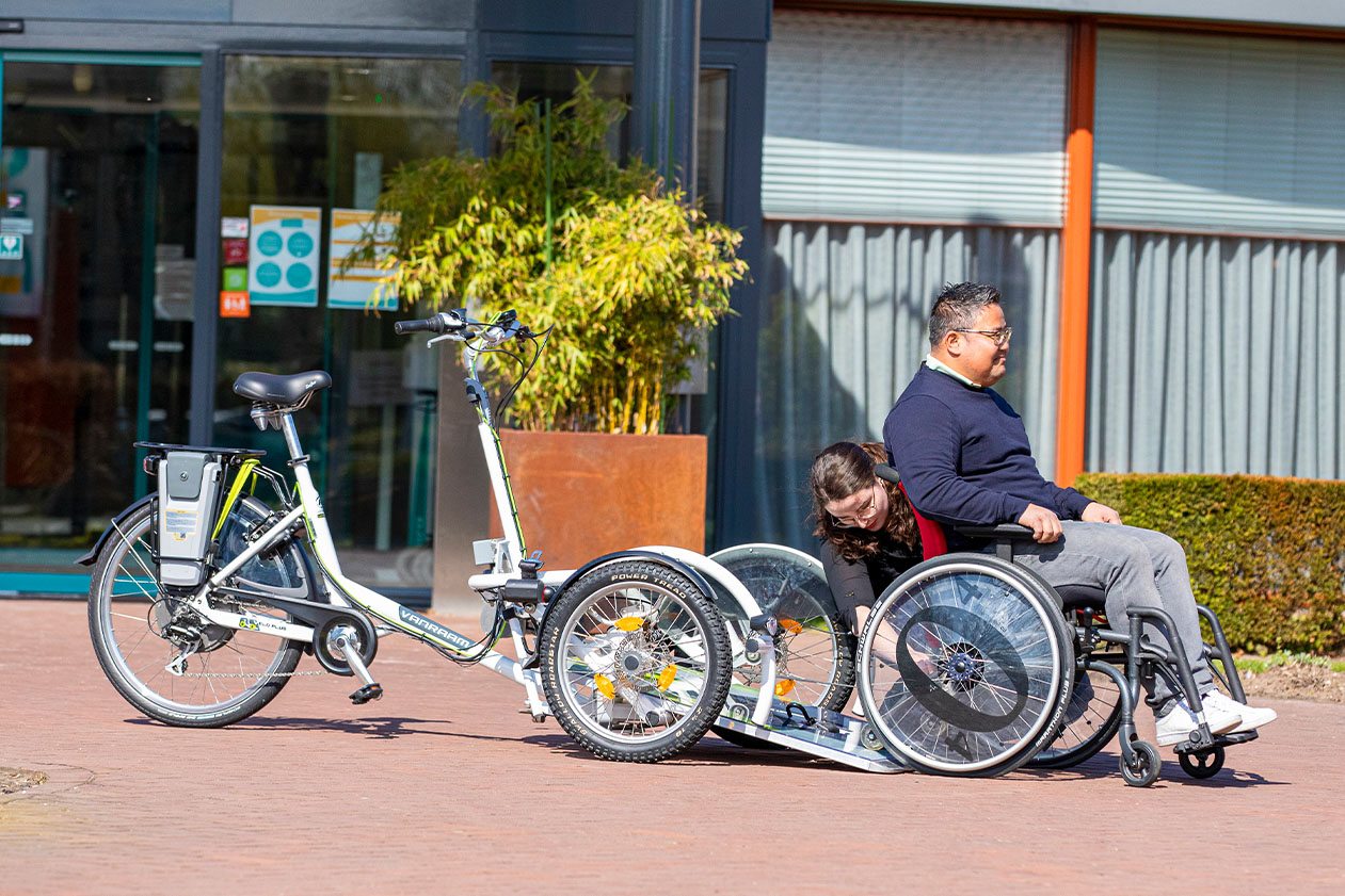 VeloPlus Van Raam tilted ramp wheelchair bike