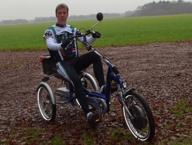 Diederik on the Easy Rider tricycle 