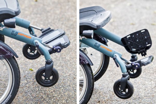 Unieke rij-eigenschappen van de OPair rolstoelfiets voetsteunen