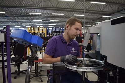 Van Raam production special needs bikes wheel assembly