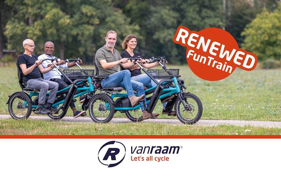 Entdeck den erneuerten Van Raam FunTrain Duorad-Anhaenger