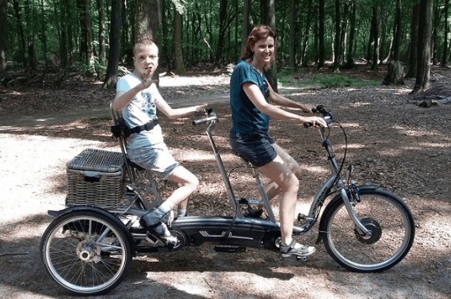 cycling together with a Van Raam tricycle tandem Twinny Plus